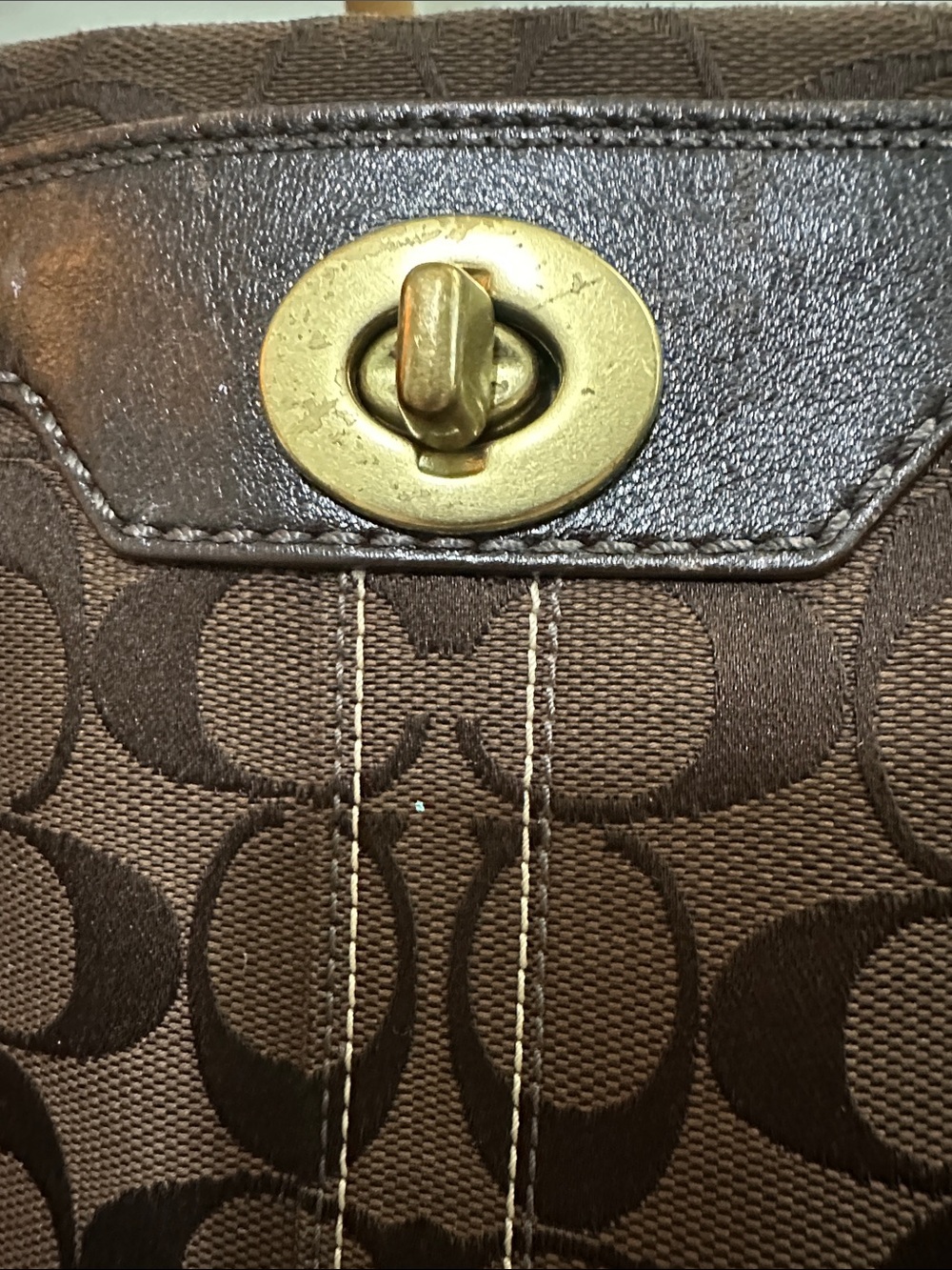 Coach Purse 11063 Brown Hampton Signature
Shoulder Tote Turnlock As Is Damaged - Picture 17 of 17